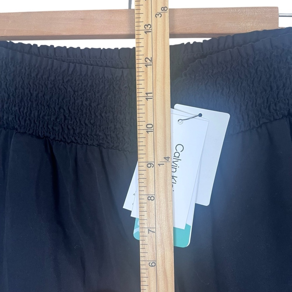 Calvin Klein Black Wide Leg Pant Womens Medium Black Pull On Smocked Palazzo NWT - Picture 9 of 10